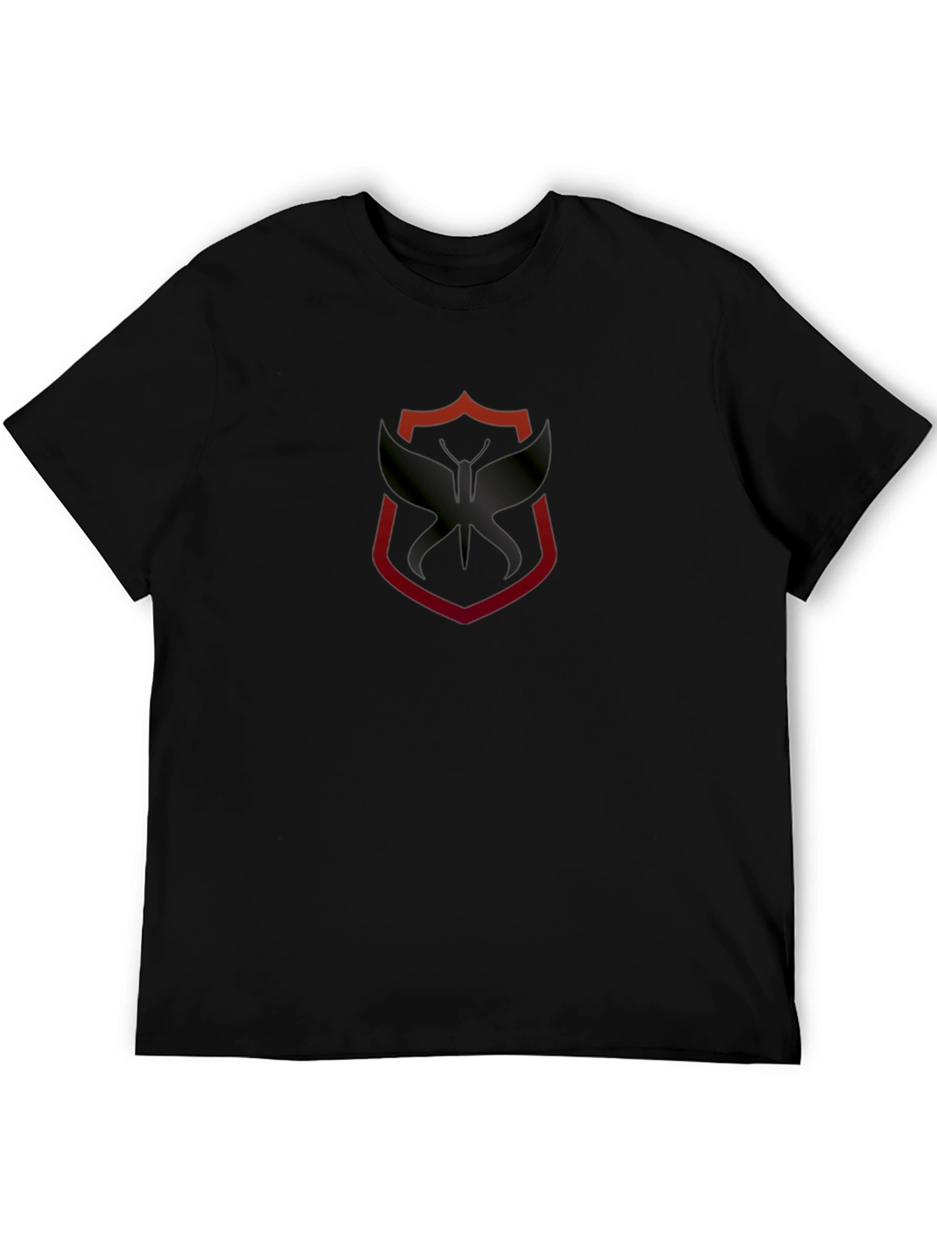 Modern Black T-Shirt with Shield & Phoenix Graphic