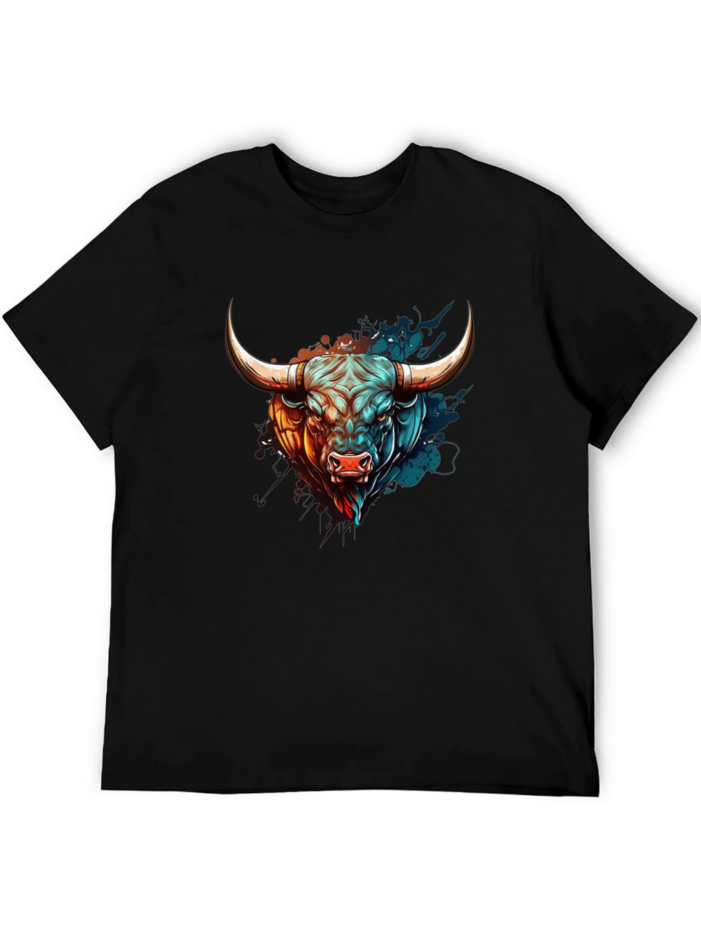 Bull Graphic Print T-Shirt - Mens Black Tee