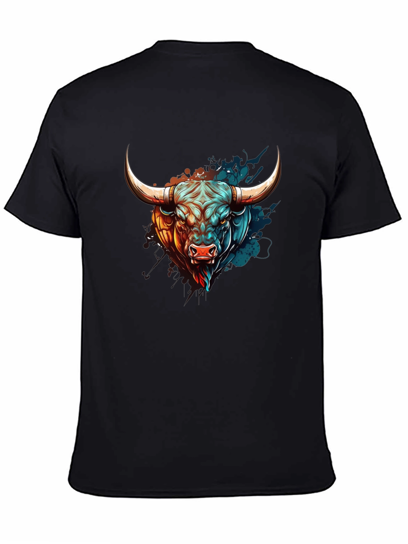 Bull Graphic Print T-Shirt - Mens Black Tee