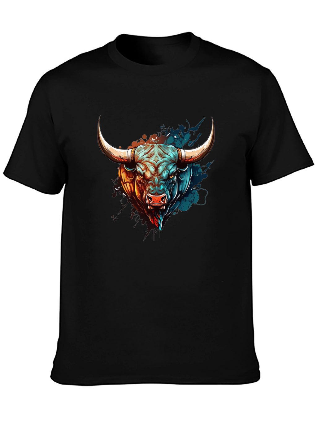 Bull Graphic Print T-Shirt - Mens Black Tee