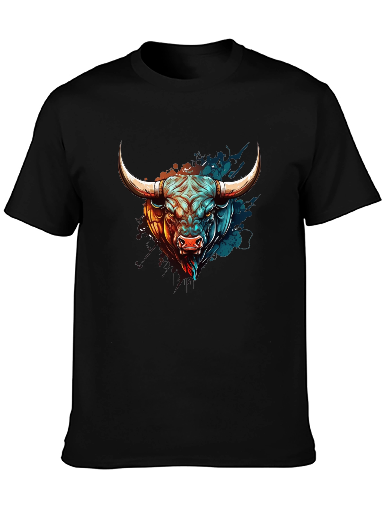 Bull Graphic Print T-Shirt - Mens Black Tee
