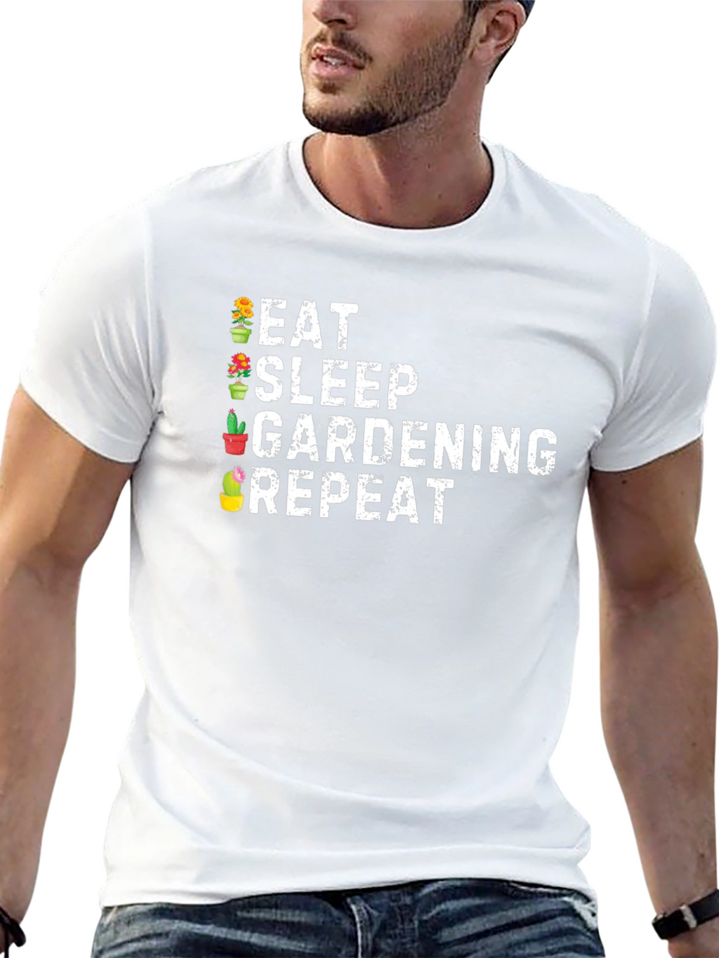 Eat Sleep Gardening Repeat Black T-Shirt