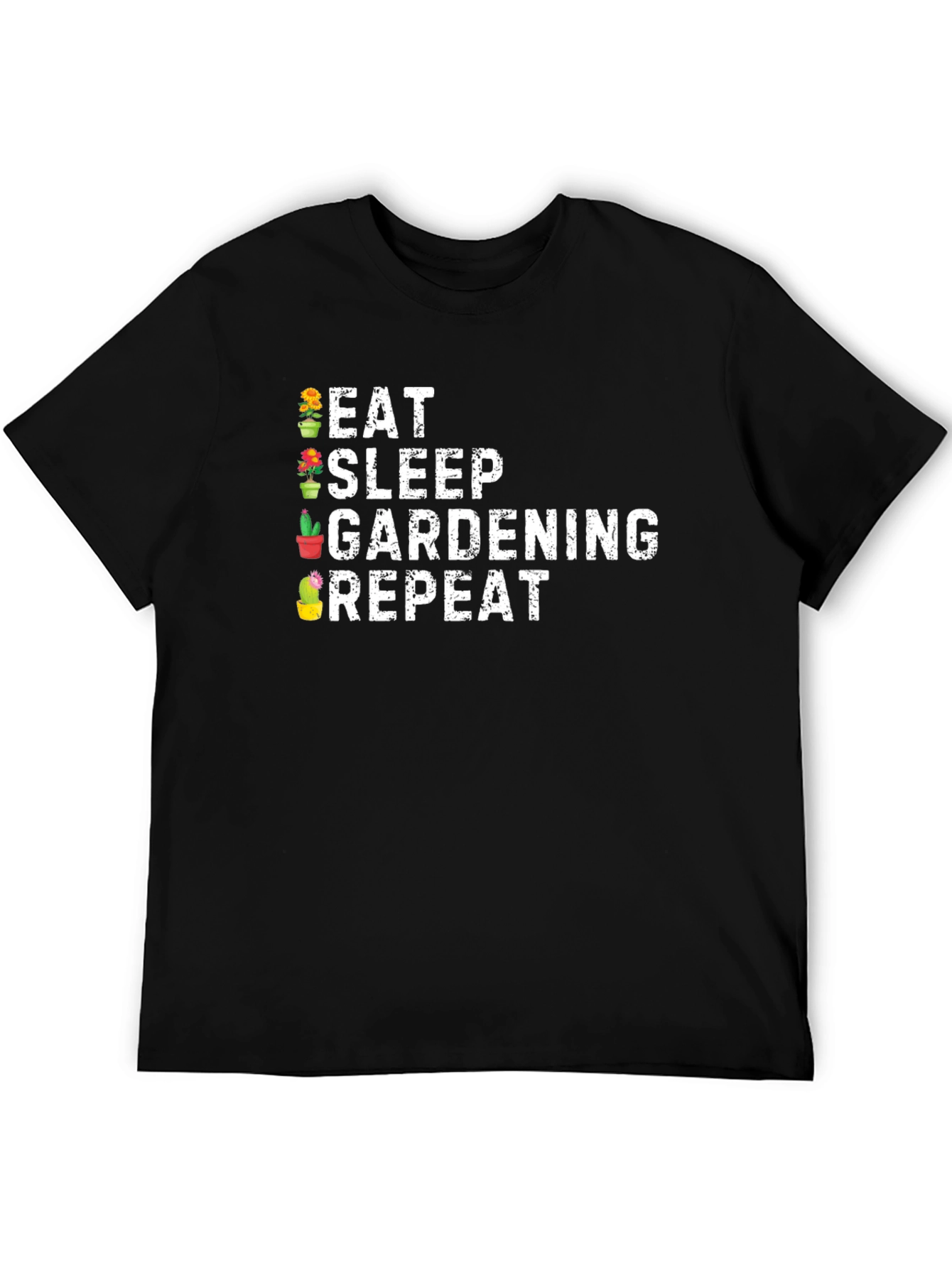 Eat Sleep Gardening Repeat Black T-Shirt
