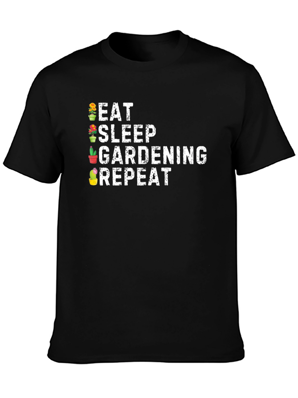 Eat Sleep Gardening Repeat Black T-Shirt