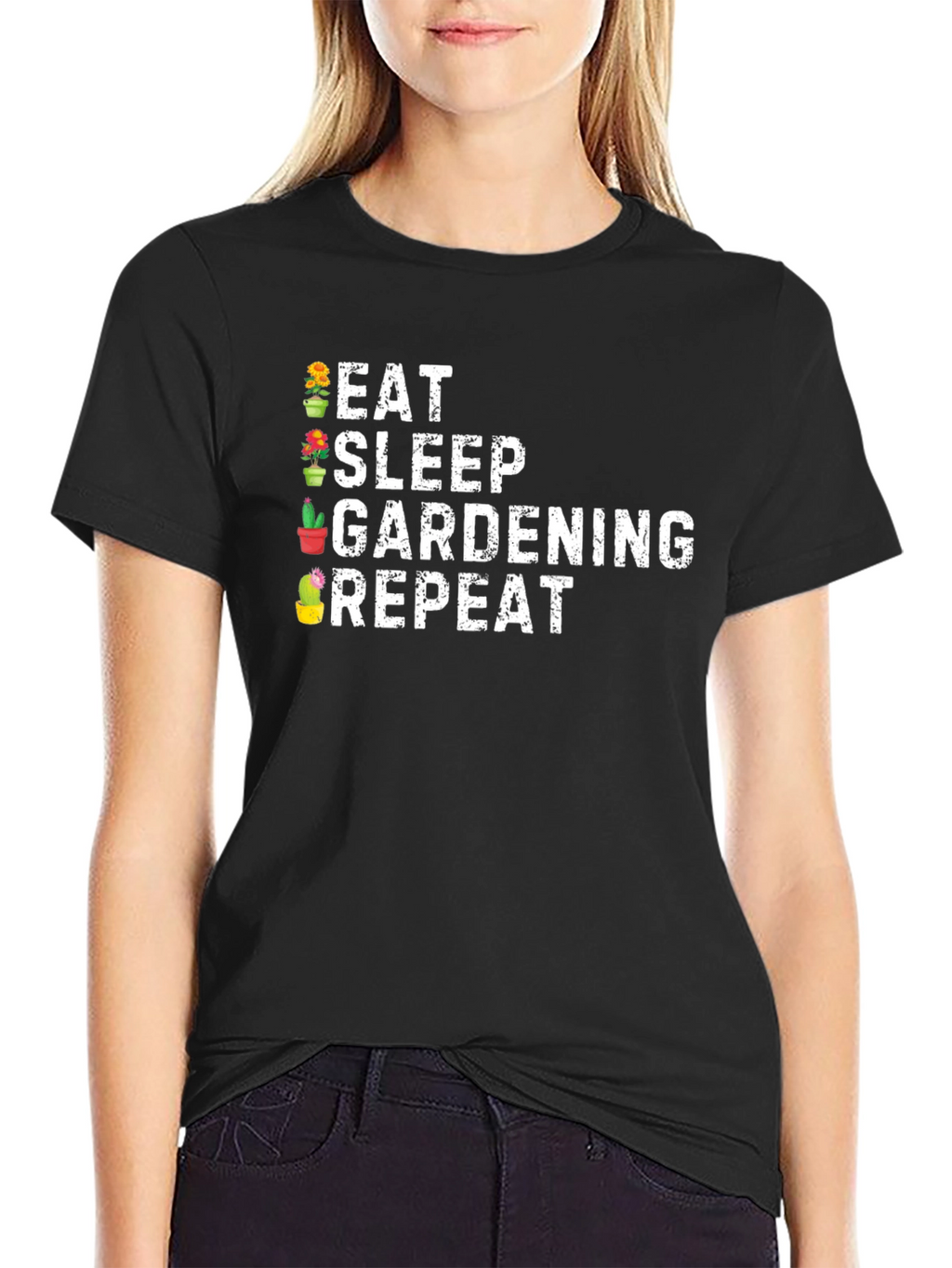 Eat Sleep Gardening Repeat Black T-Shirt