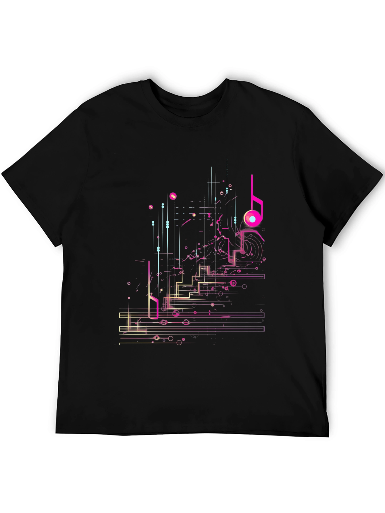 Abstract Music Note Graphic Tee - Black