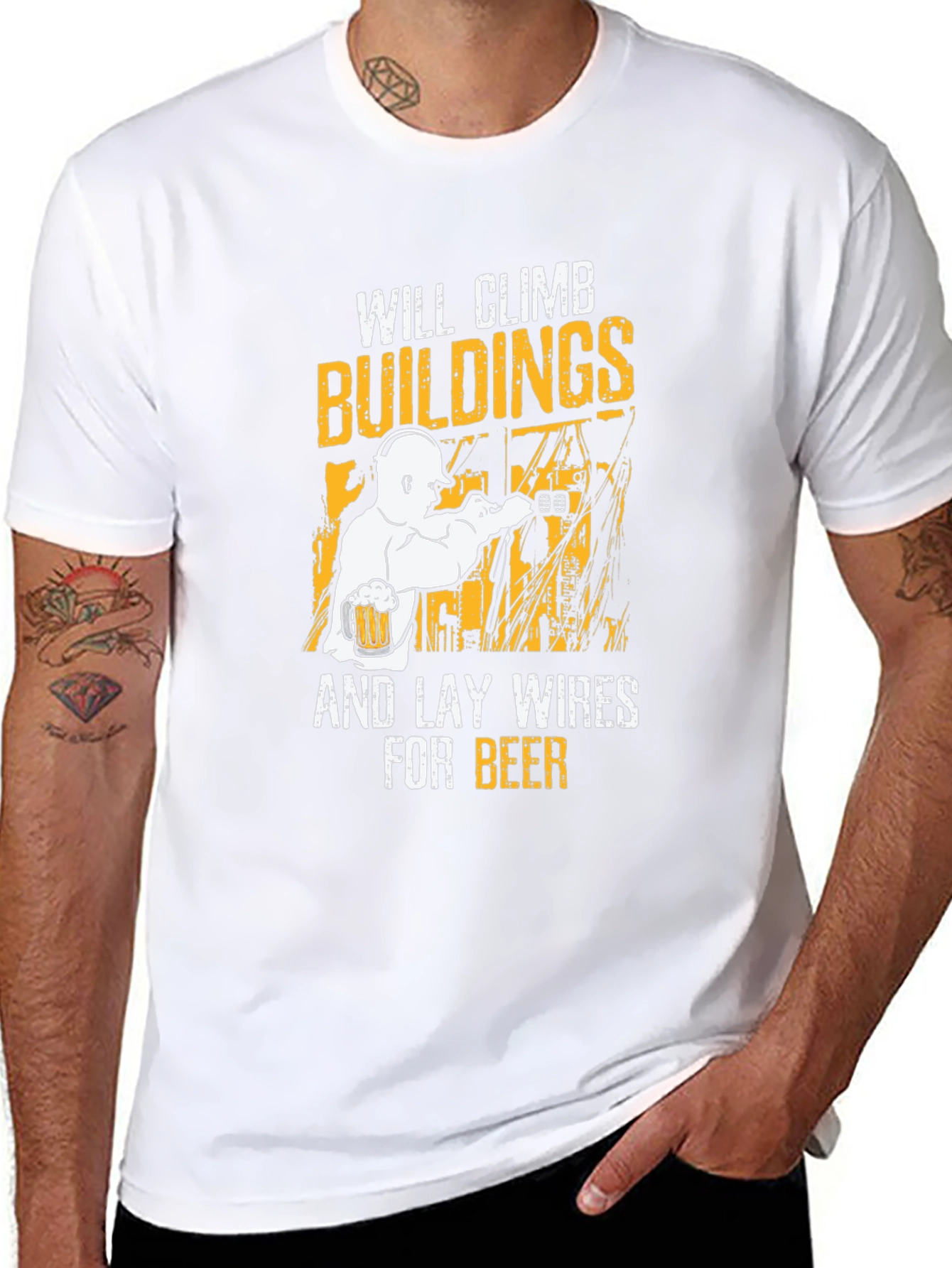 Climbing Buildings Wireman Funny T-Shirt