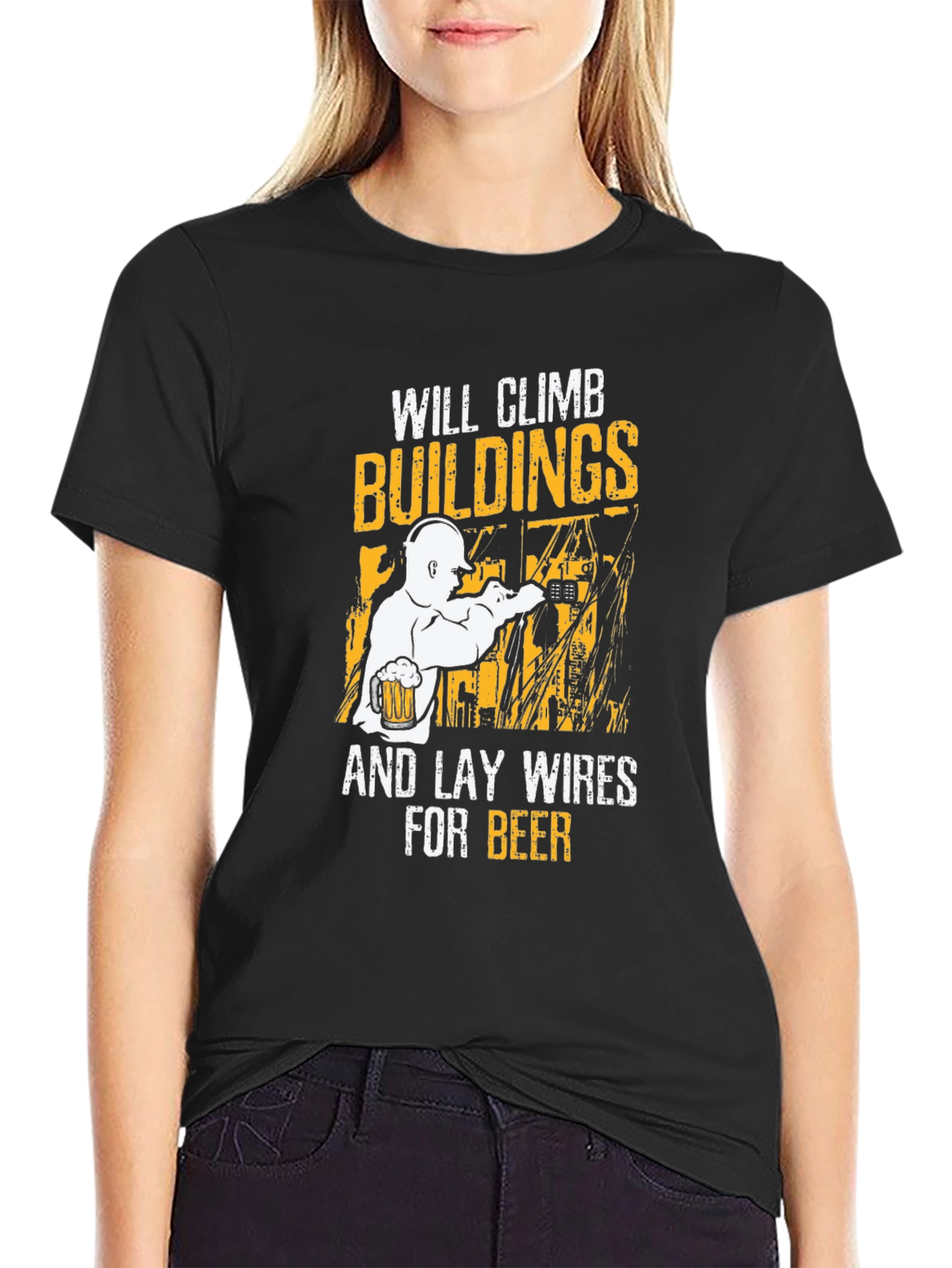 Climbing Buildings Wireman Funny T-Shirt