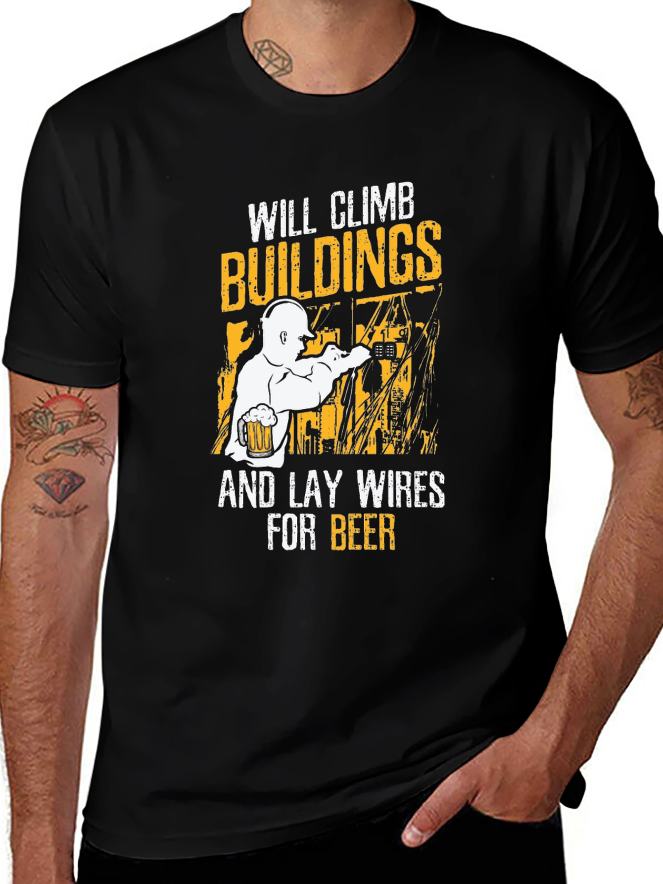 Climbing Buildings Wireman Funny T-Shirt