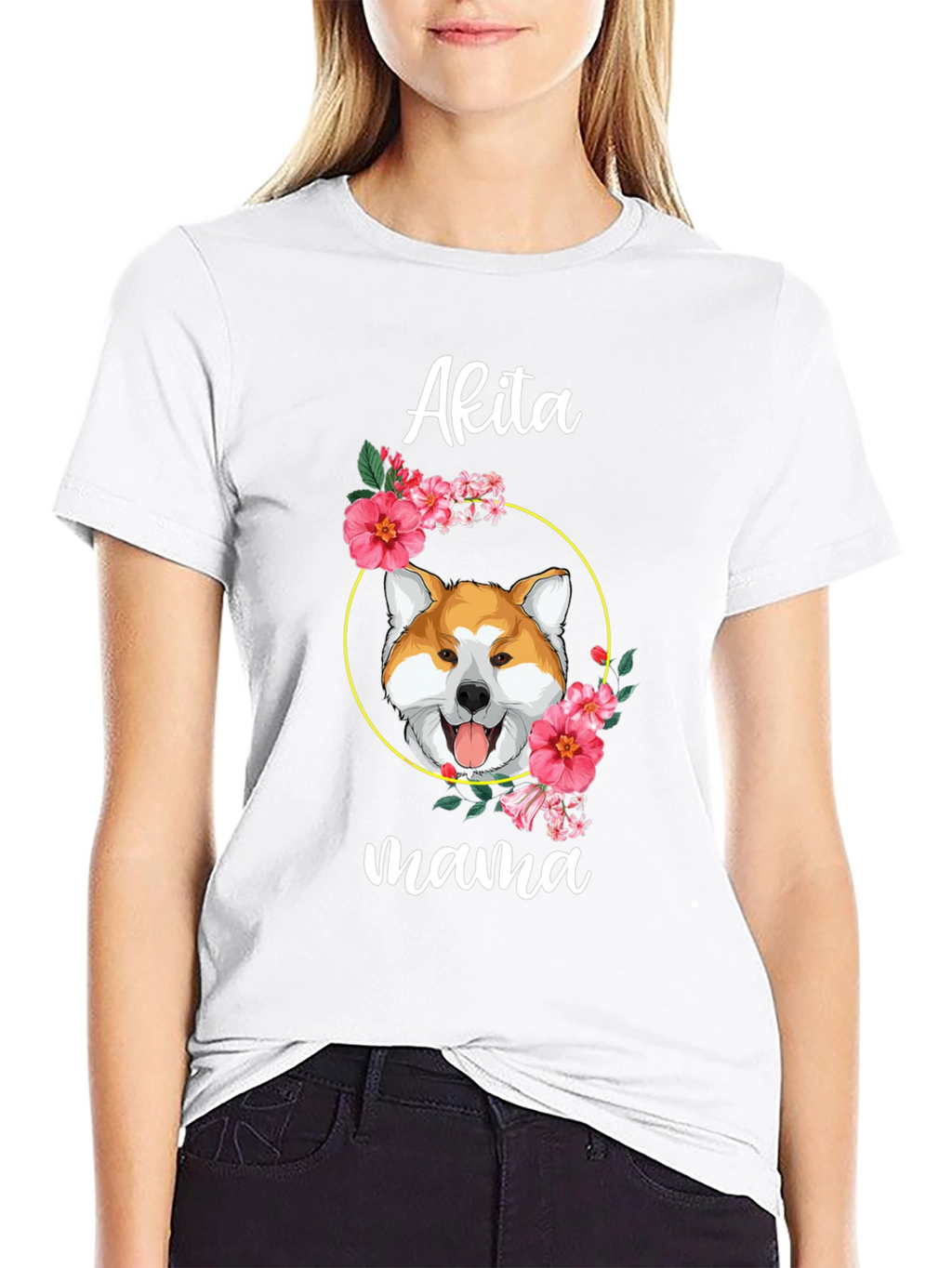 Akita Mama Dog Graphic T-Shirt