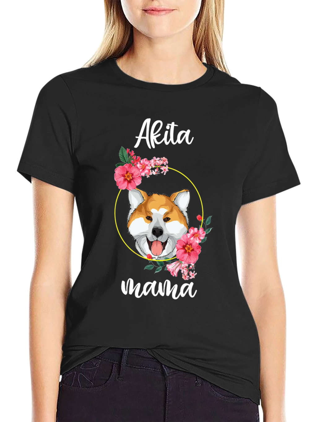 Akita Mama Dog Graphic T-Shirt
