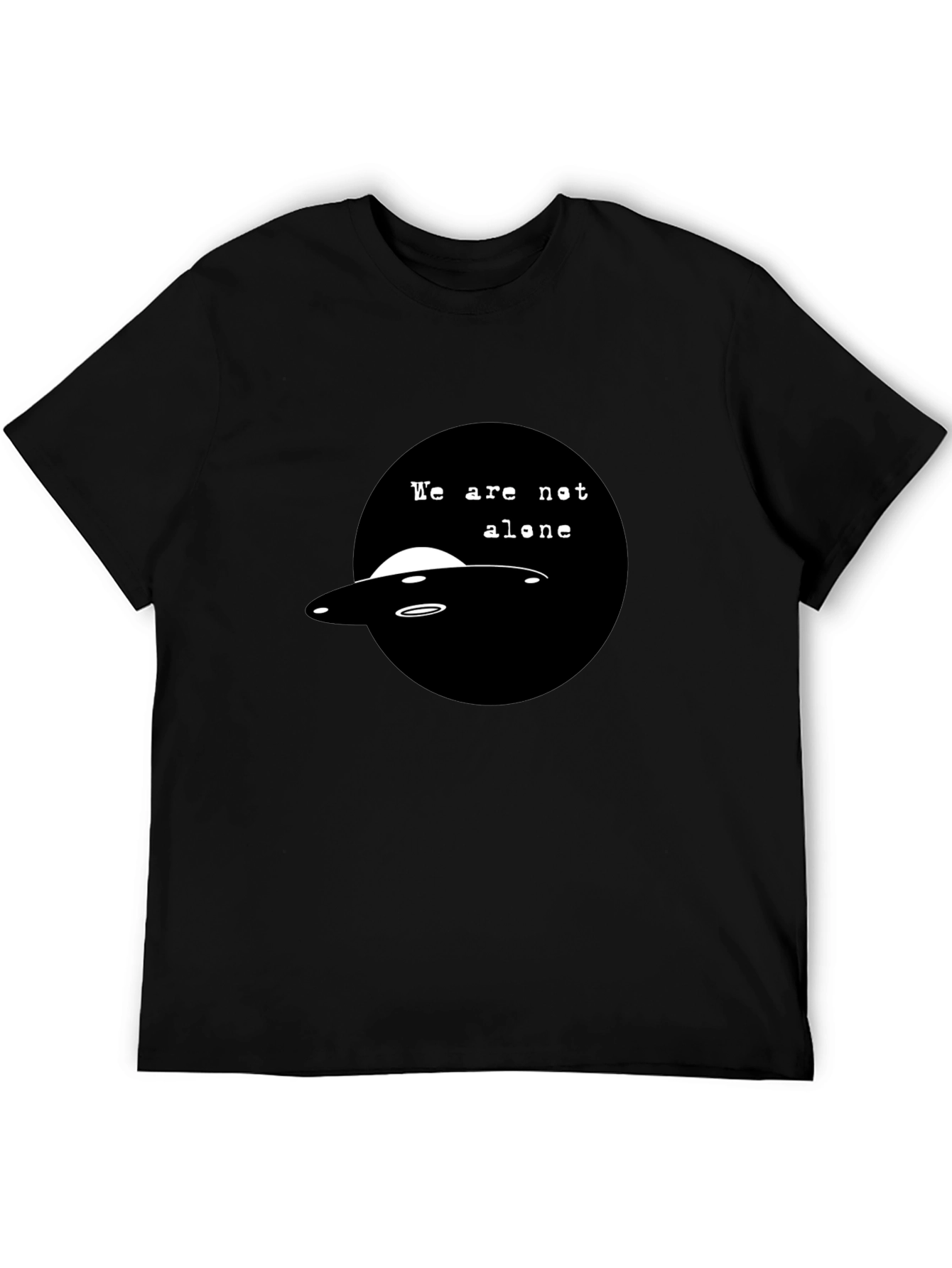 UFO We Are Not Alone Graphic Black T-Shirt
