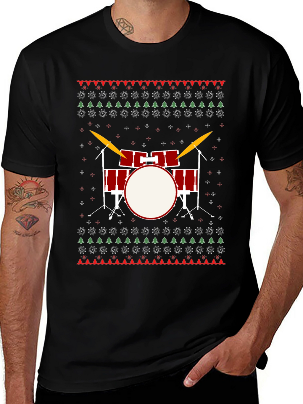 Drum Kit Christmas Sweater T-Shirt