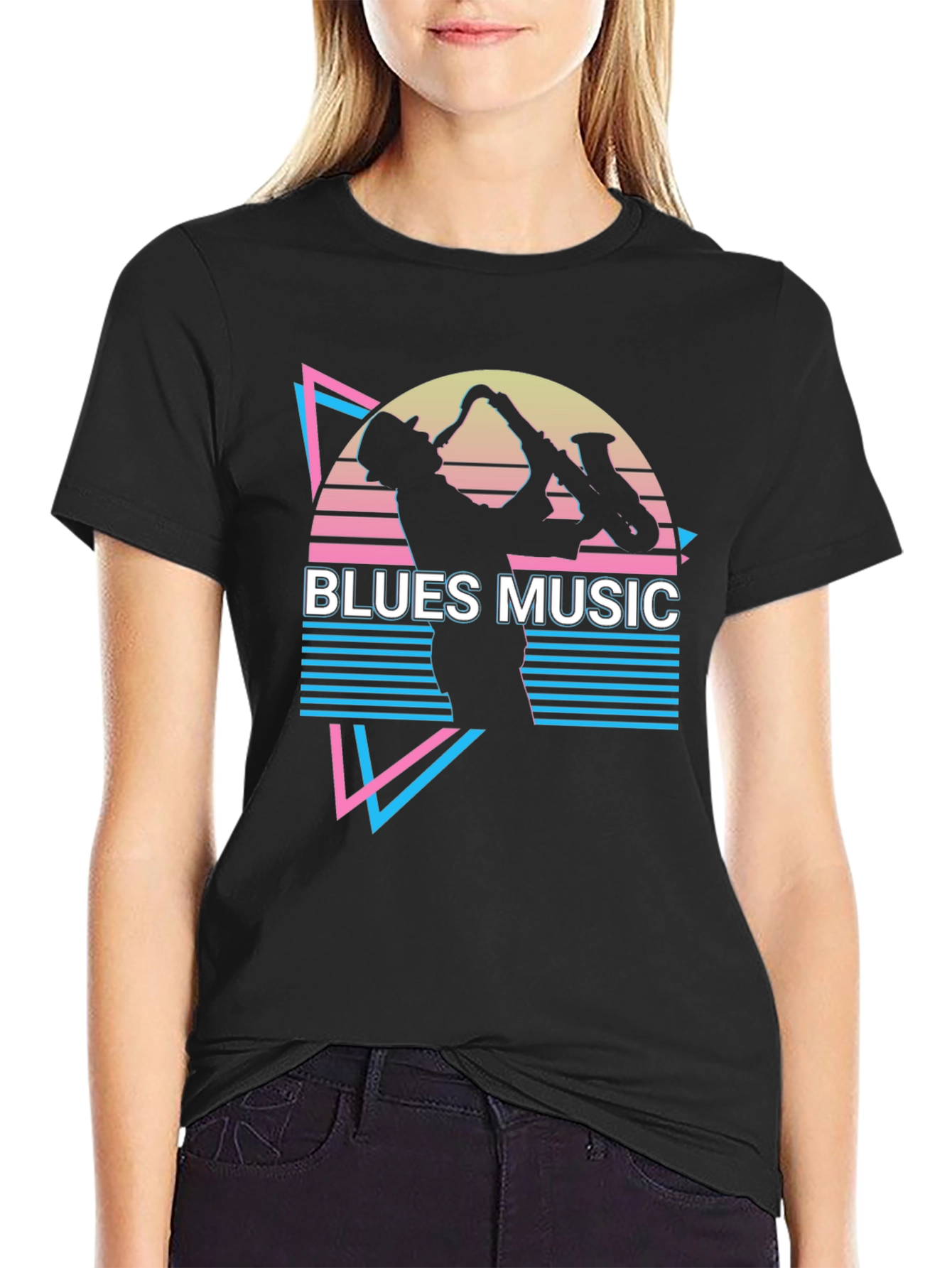 Retro Blues Music T-Shirt - Vintage Sax Player Tee