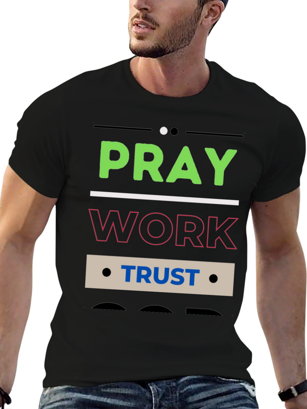 Pray Work Trust Graphic T-Shirt - Black