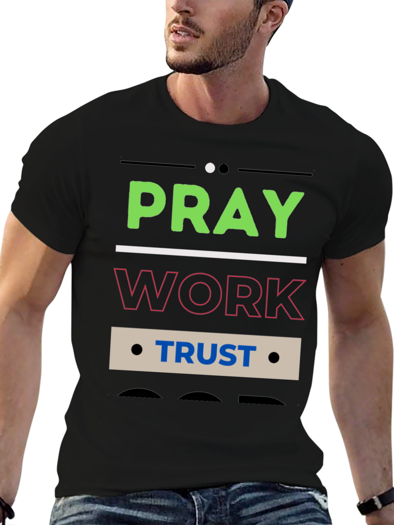 Pray Work Trust Graphic T-Shirt - Black