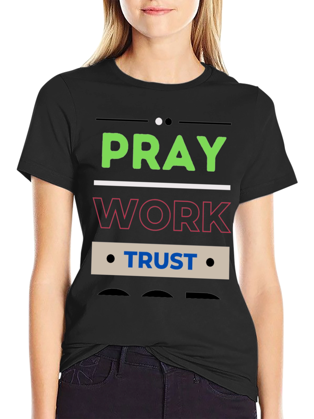 Pray Work Trust Graphic T-Shirt - Black