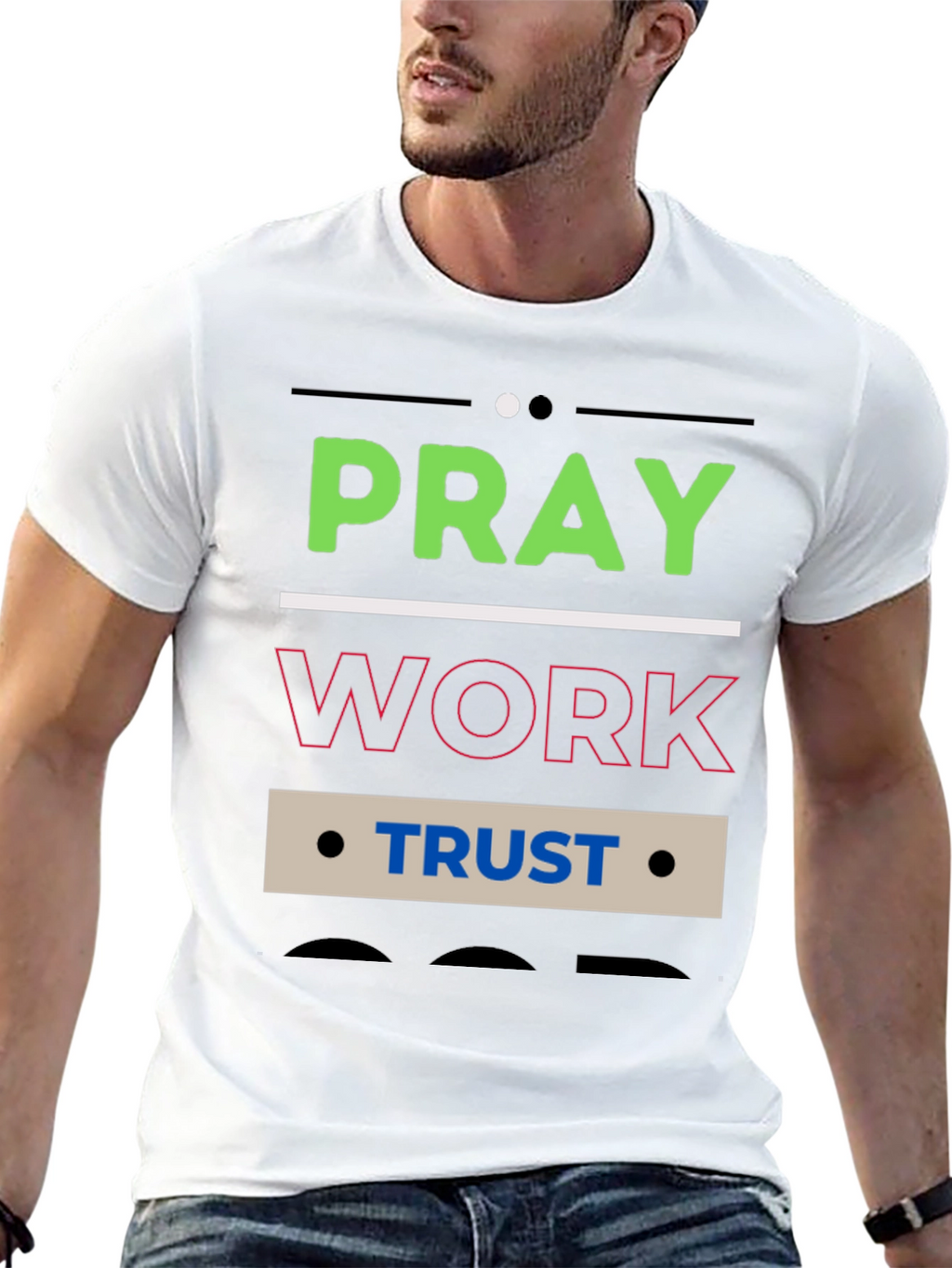 Pray Work Trust Graphic T-Shirt - Black