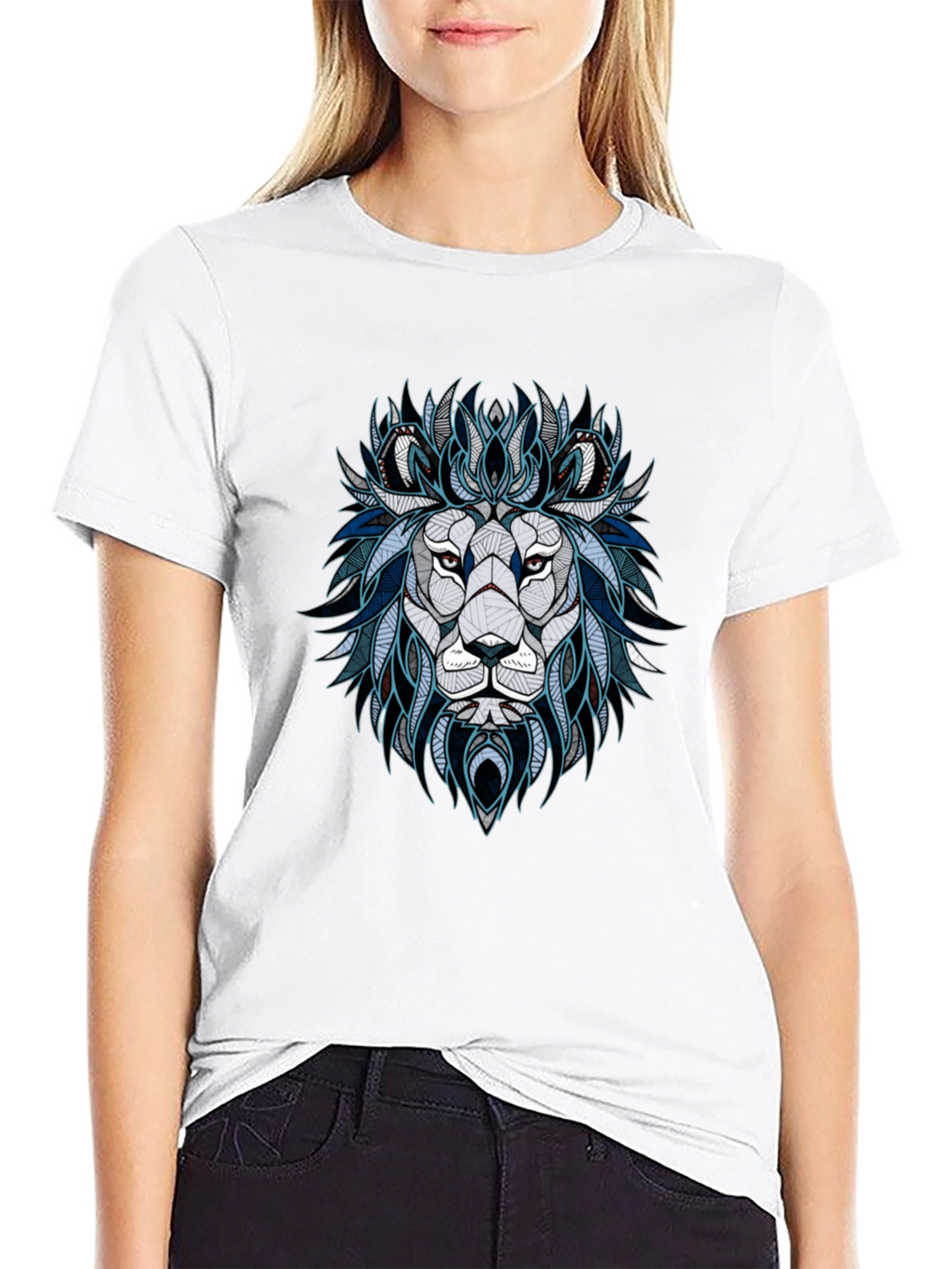 Geometric Lion Graphic Tee - Stylish Mens T-Shirt