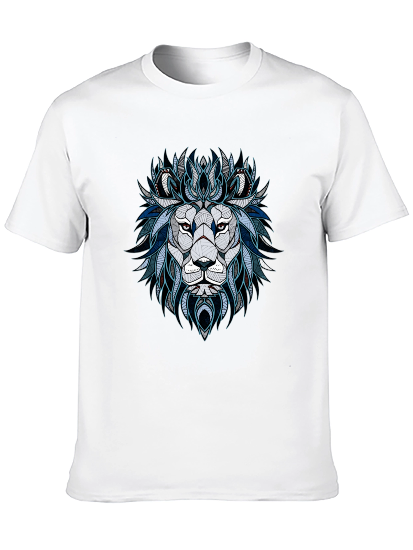 Geometric Lion Graphic Tee - Stylish Mens T-Shirt