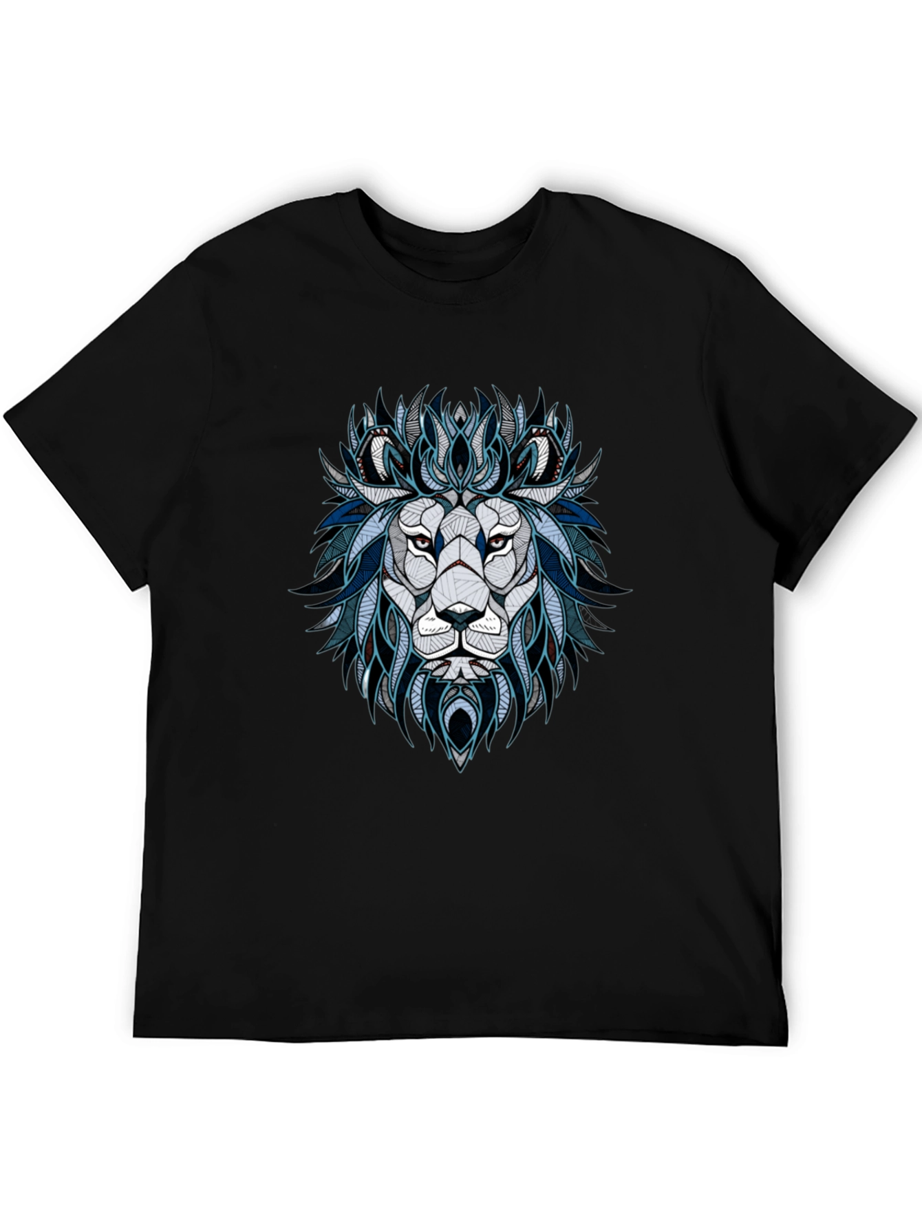 Geometric Lion Graphic Tee - Stylish Mens T-Shirt