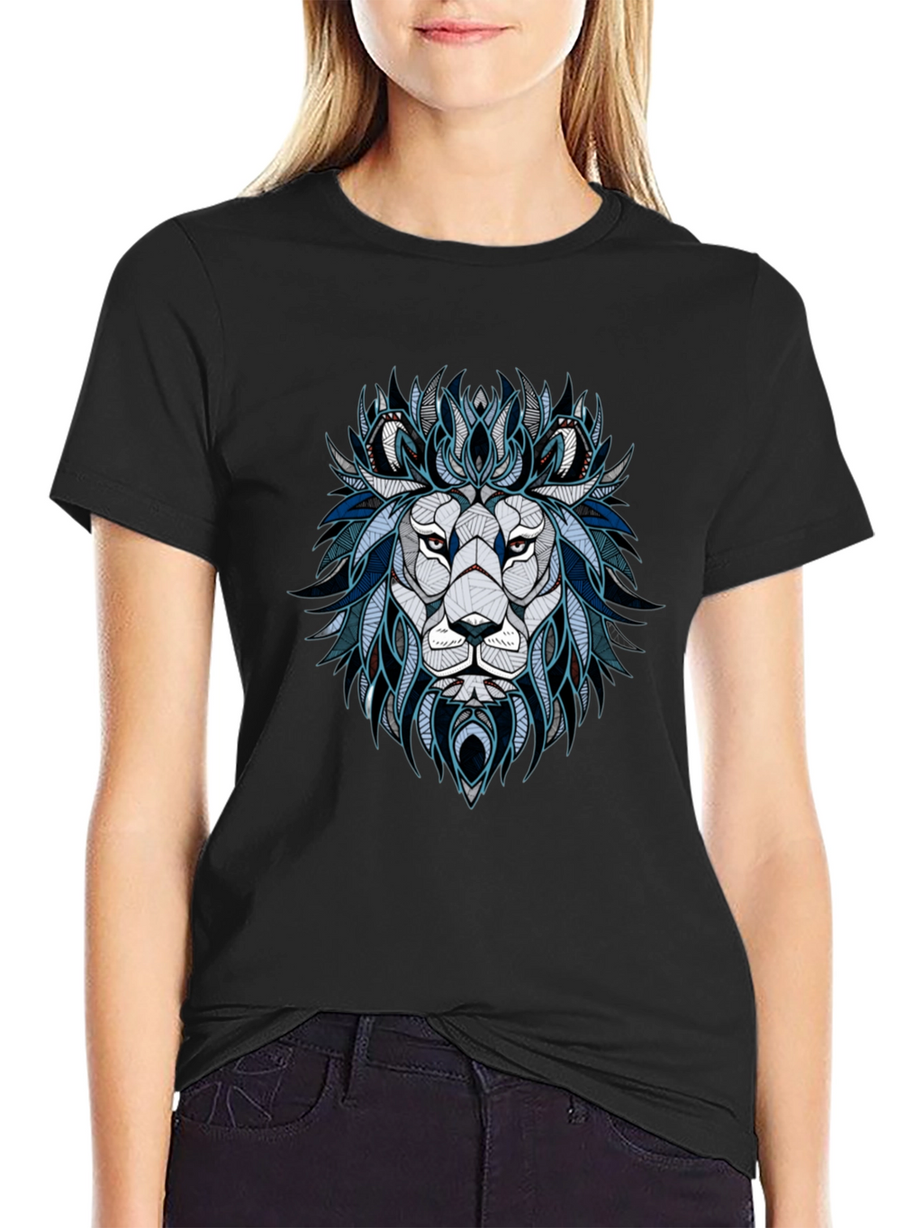 Geometric Lion Graphic Tee - Stylish Mens T-Shirt
