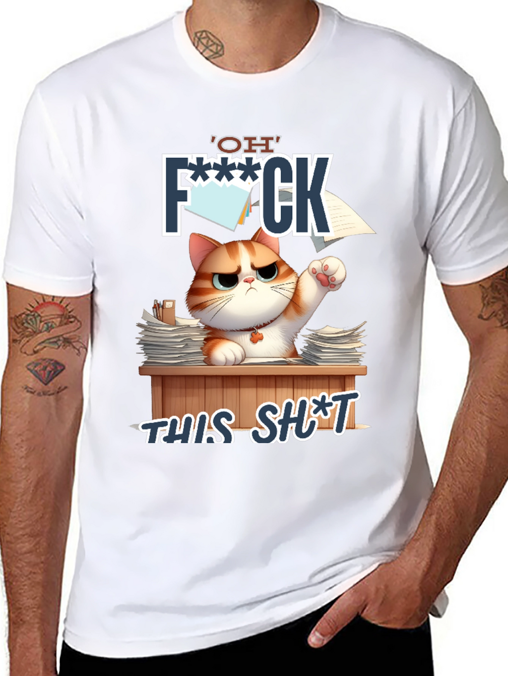 Funny Cat OH F*** THIS S*** Graphic T-Shirt