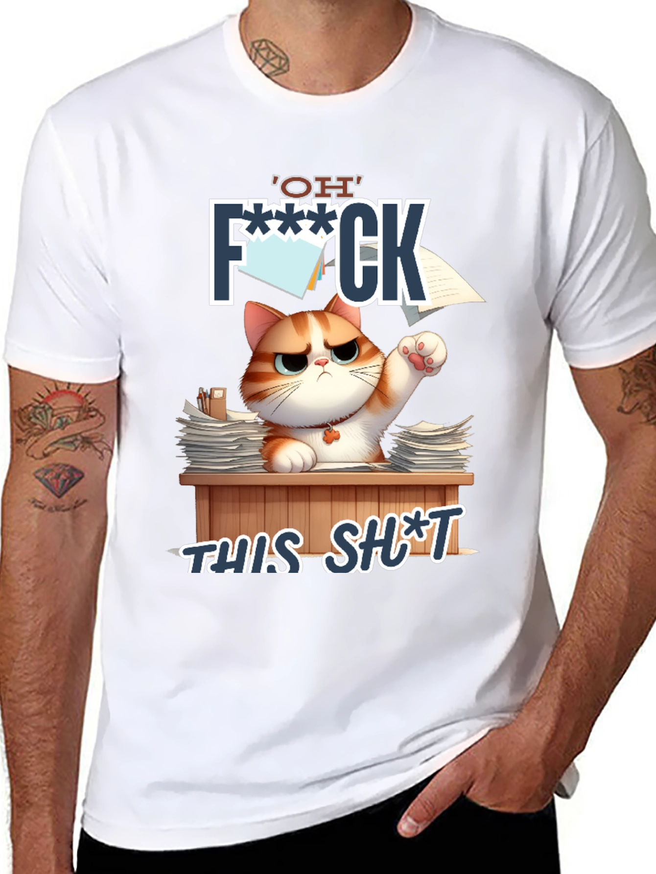 Funny Cat OH F*** THIS S*** Graphic T-Shirt