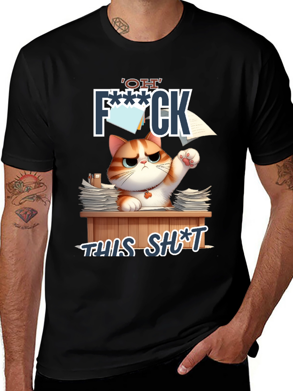 Funny Cat OH F*** THIS S*** Graphic T-Shirt