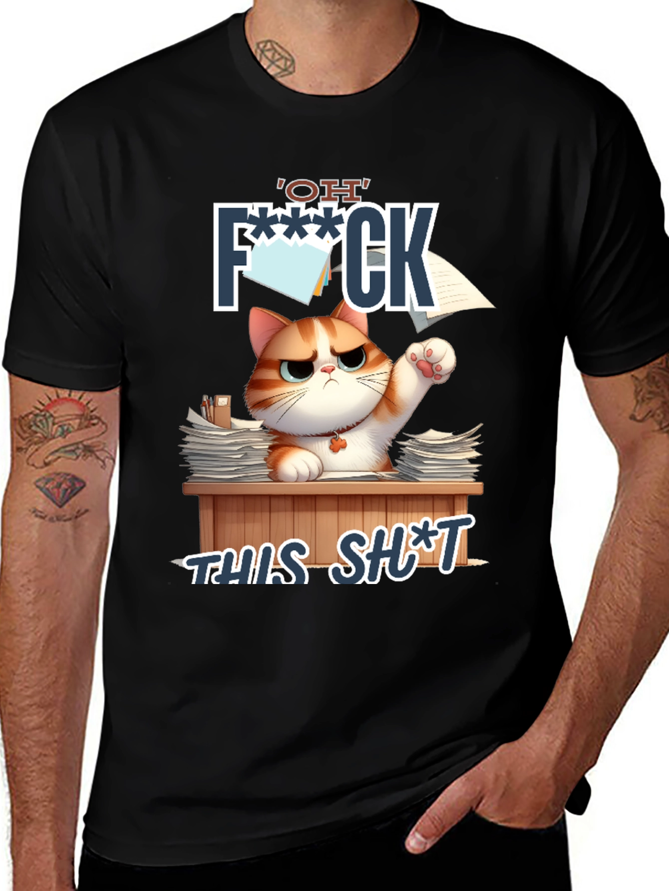 Funny Cat OH F*** THIS S*** Graphic T-Shirt