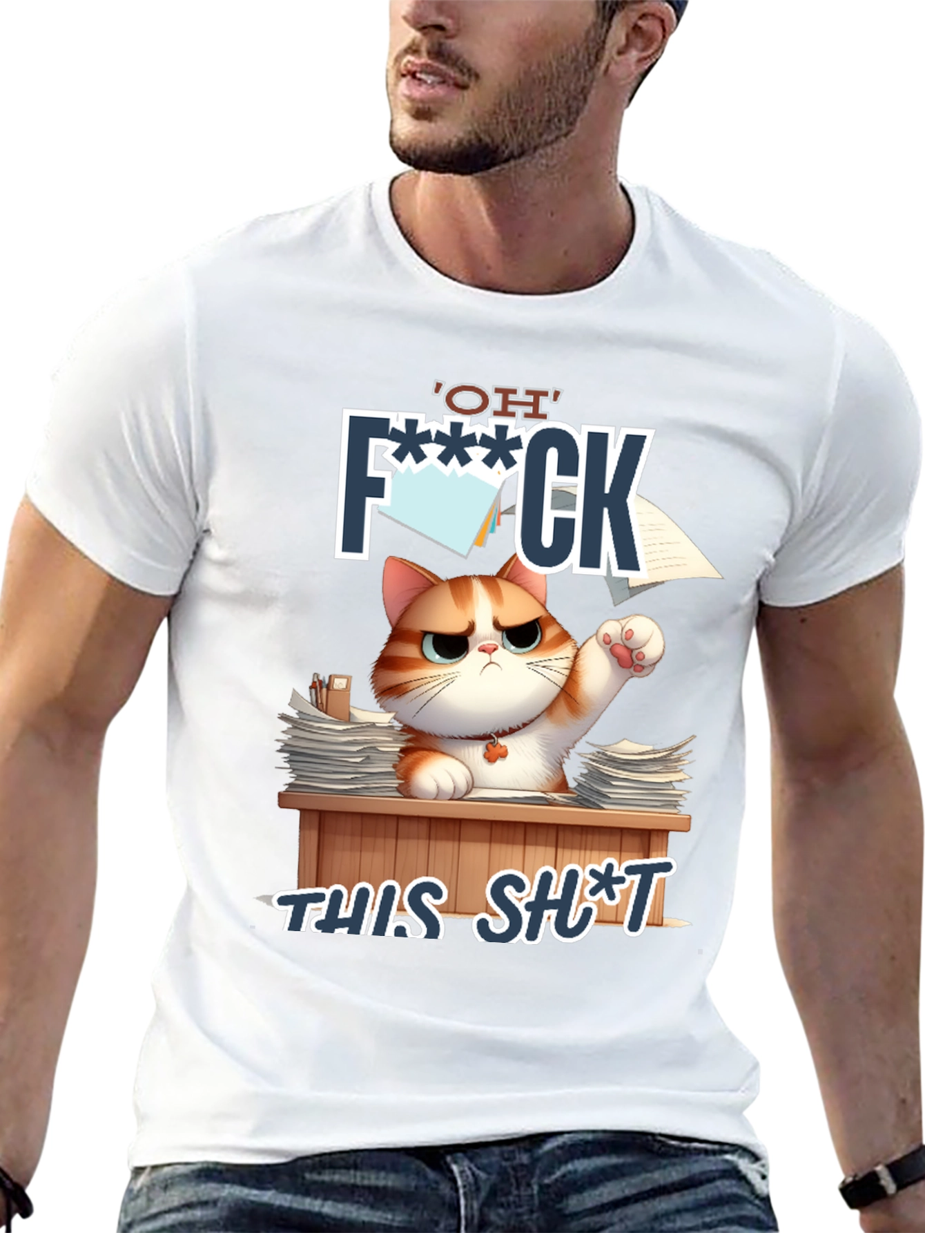 Funny Cat OH F*** THIS S*** Graphic T-Shirt