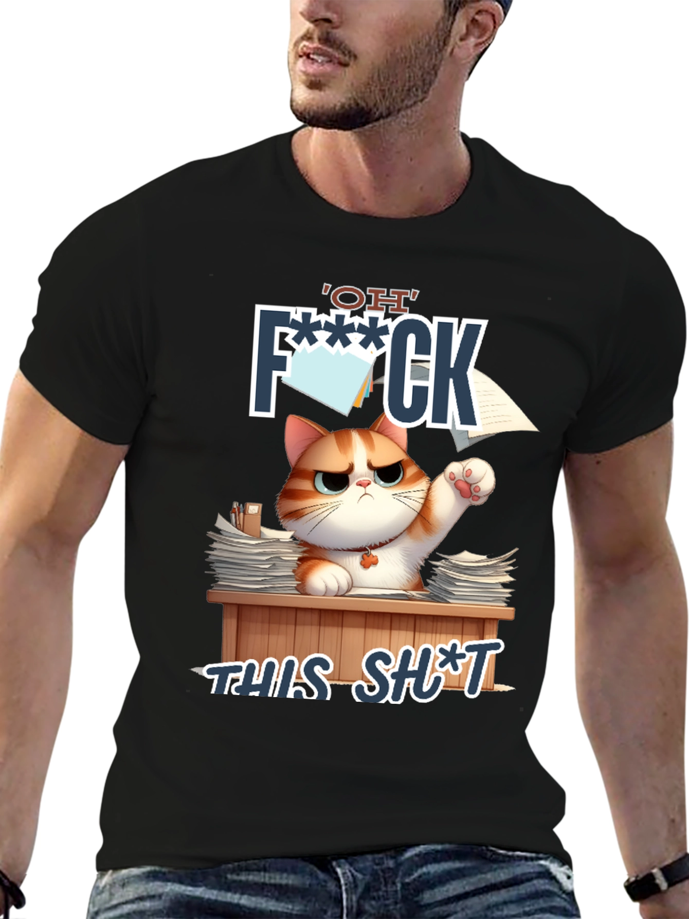 Funny Cat OH F*** THIS S*** Graphic T-Shirt