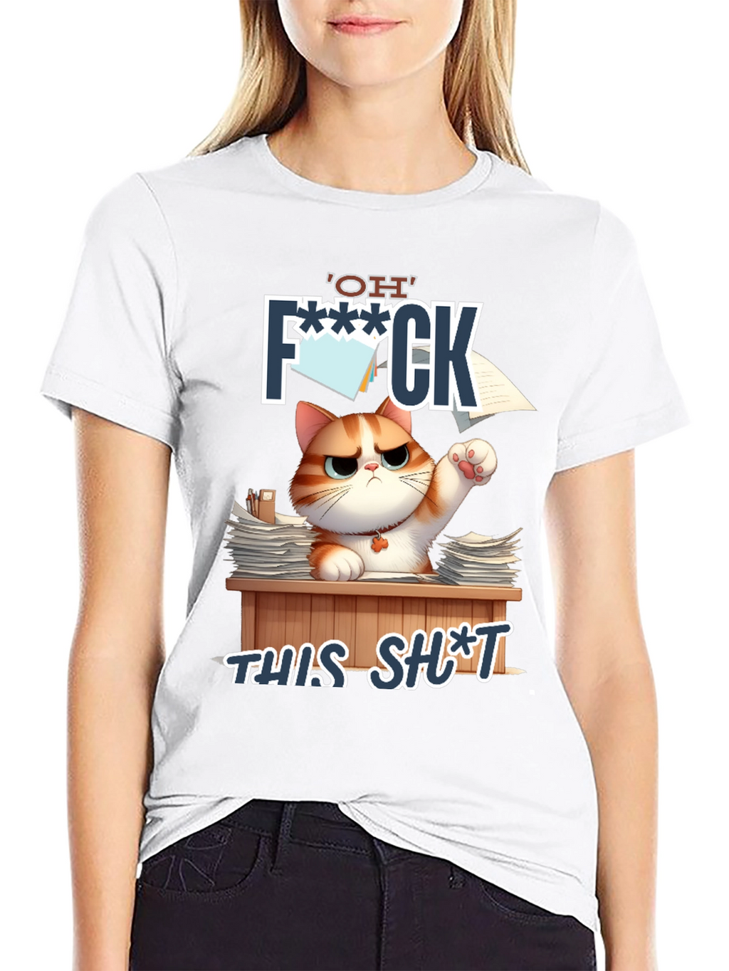 Funny Cat OH F*** THIS S*** Graphic T-Shirt