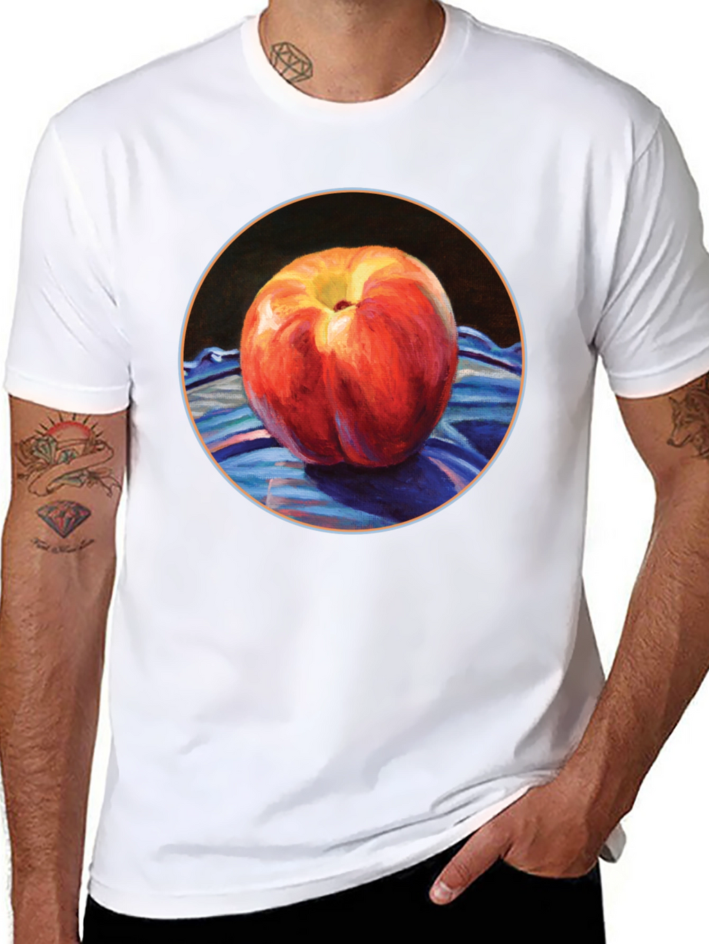Peach Painting Black T-Shirt