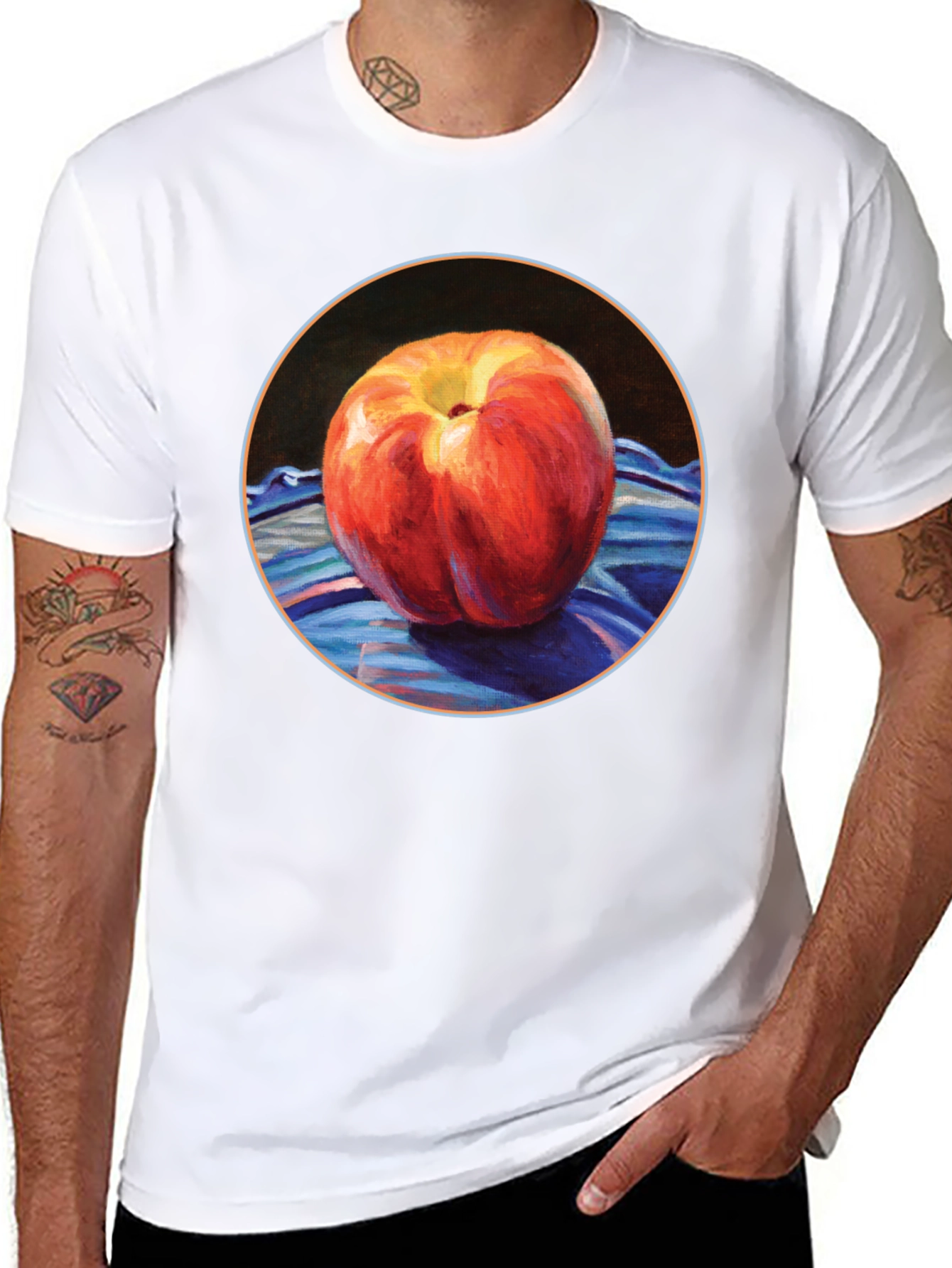 Peach Painting Black T-Shirt