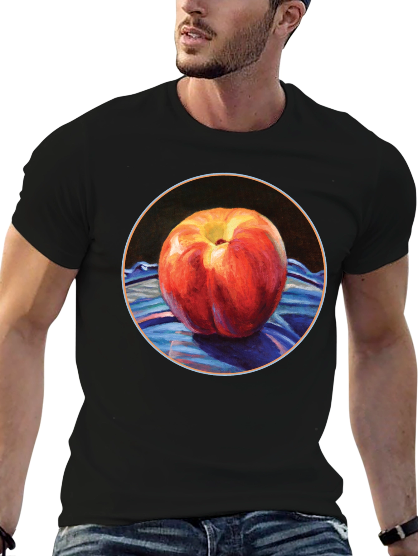 Peach Painting Black T-Shirt