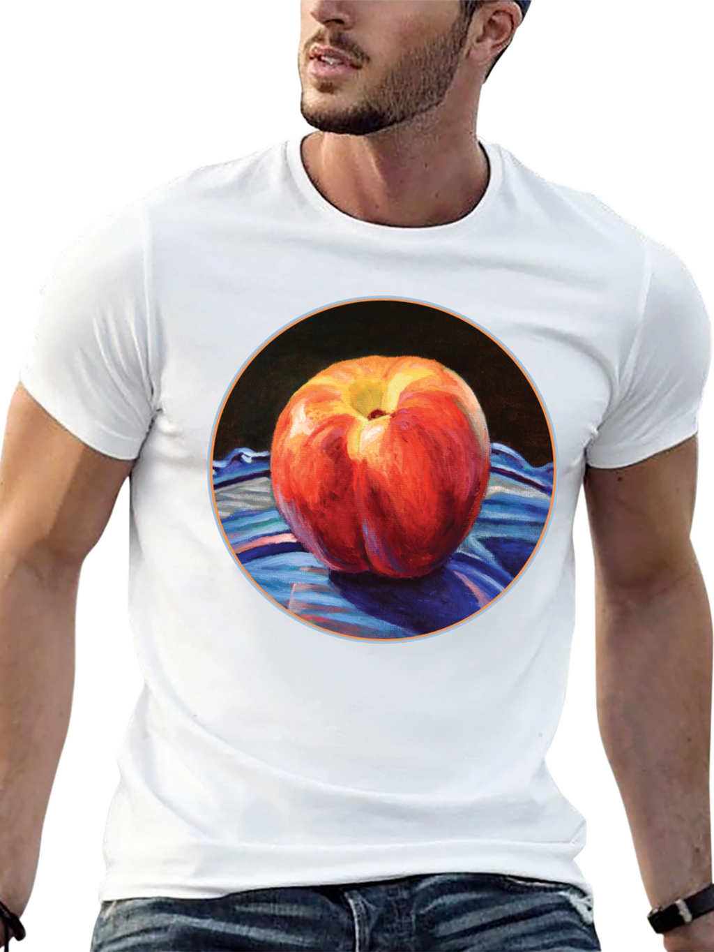 Peach Painting Black T-Shirt