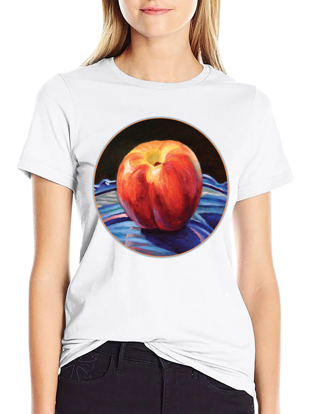 Peach Painting Black T-Shirt