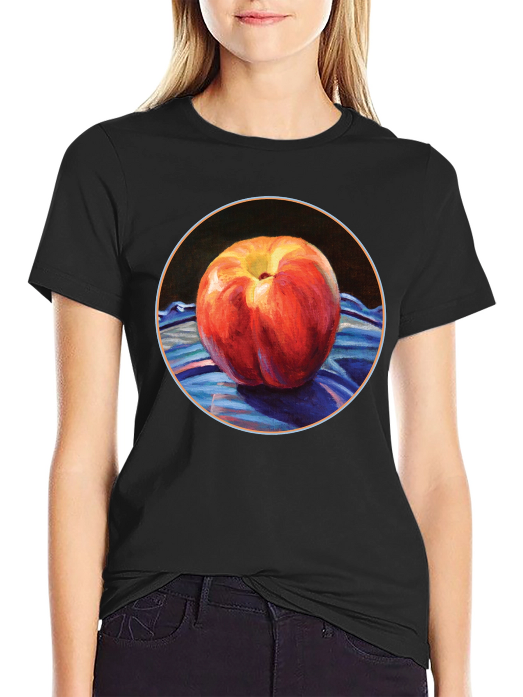 Peach Painting Black T-Shirt