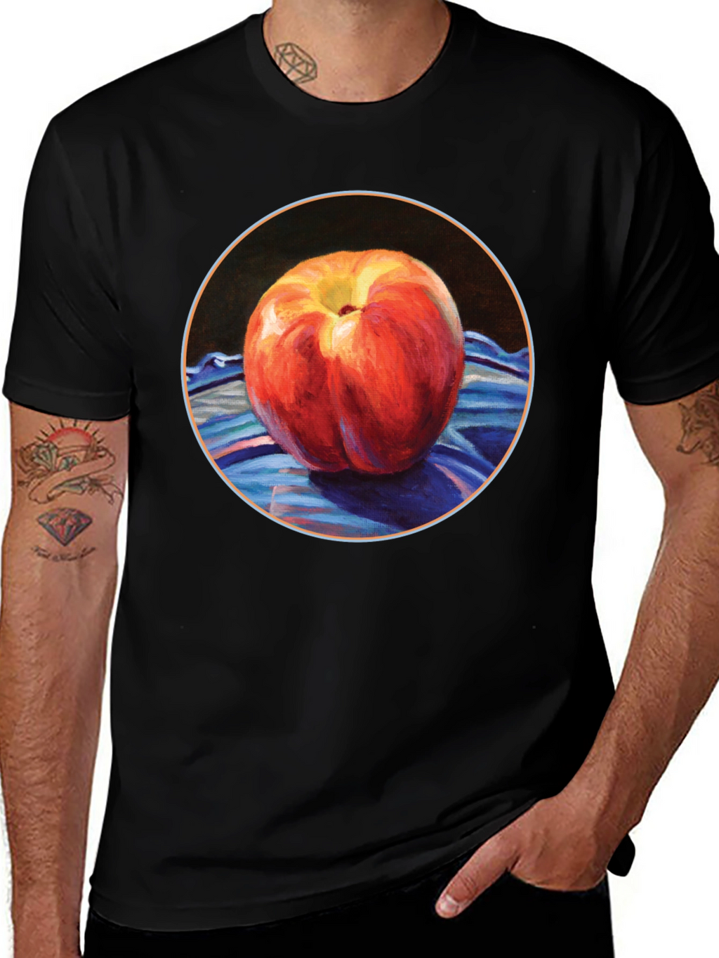 Peach Painting Black T-Shirt