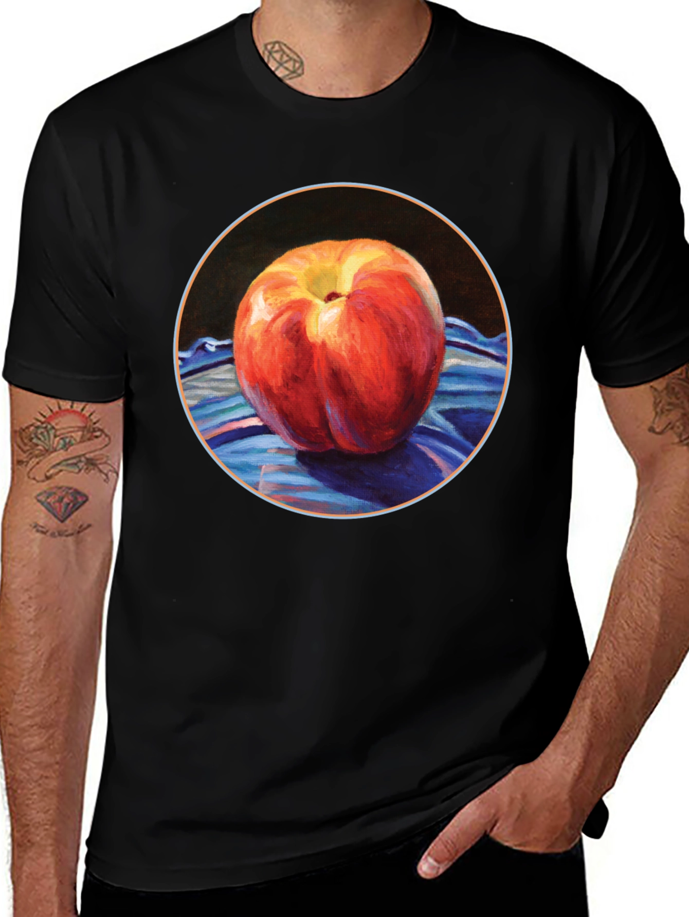 Peach Painting Black T-Shirt