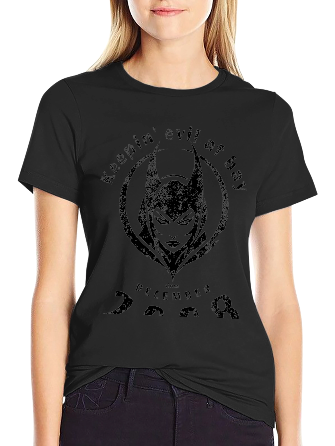 Keepin Evil At Bay Black Graphic Tee
