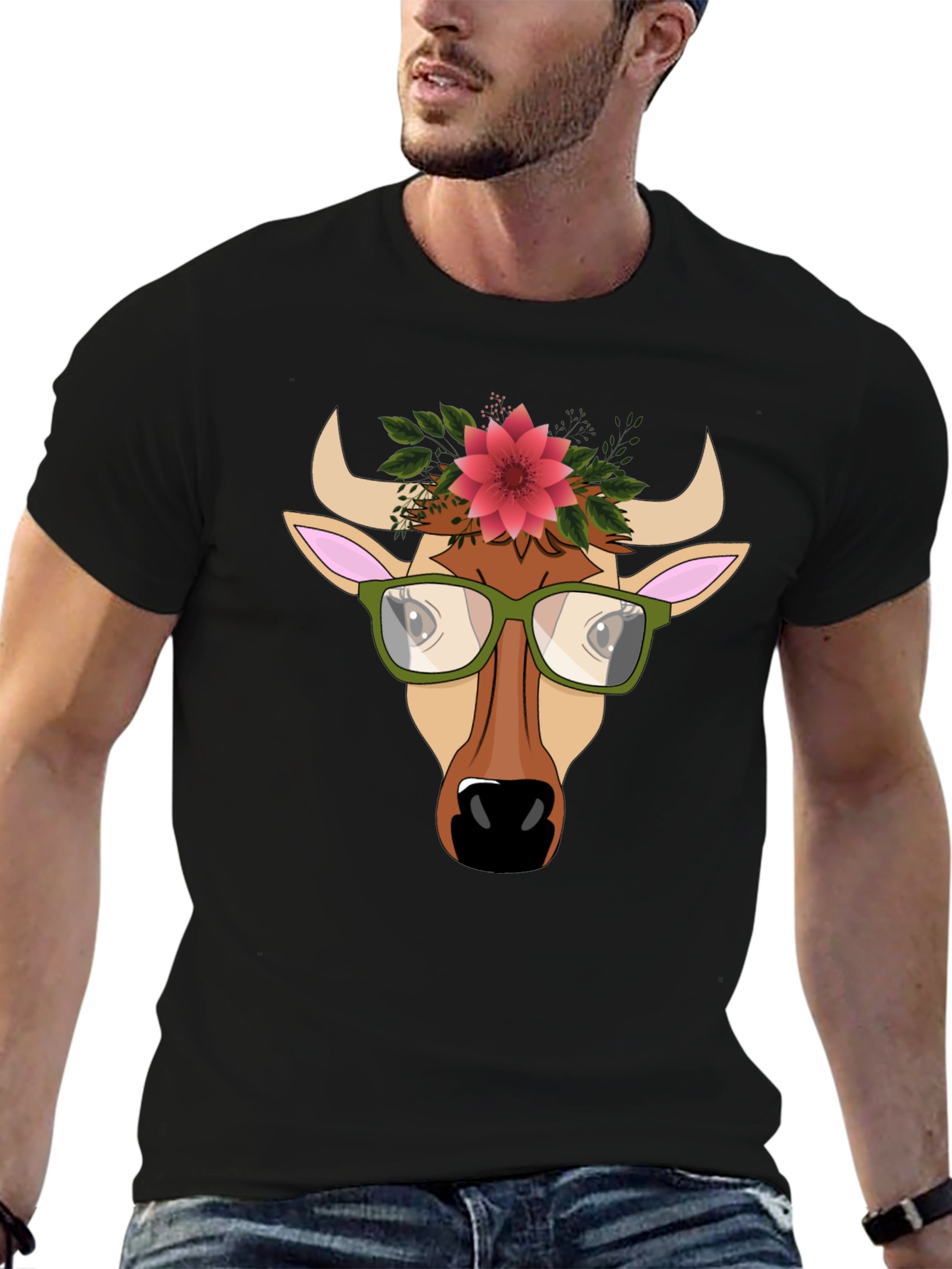Cow with Flower Crown Graphic Tee