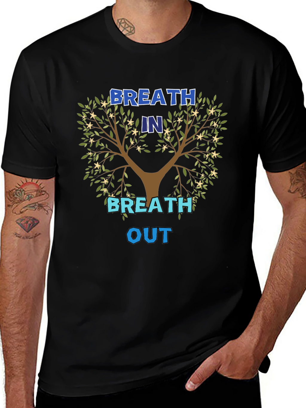 Breath In Breath Out Tree Graphic T-Shirt