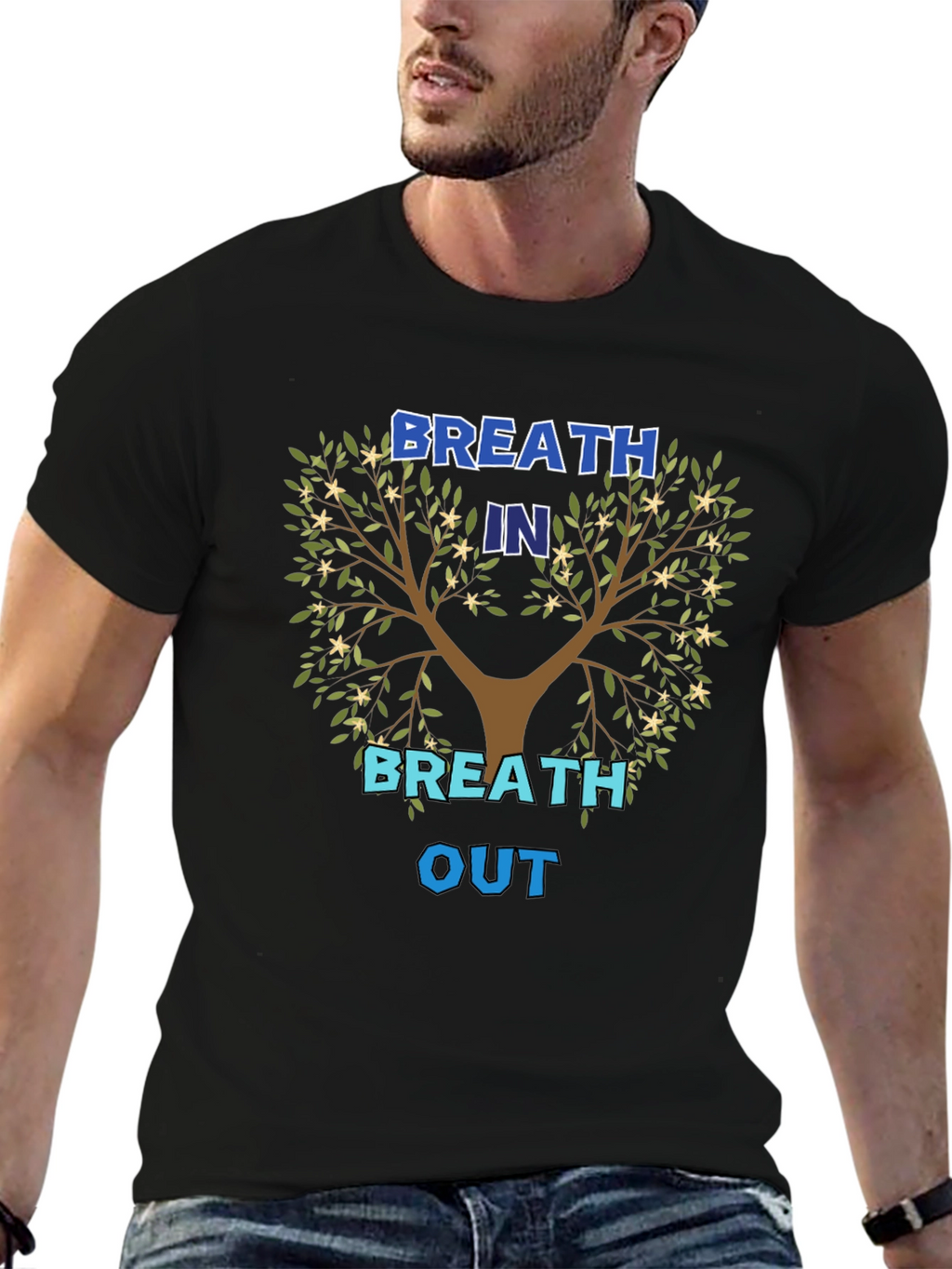 Breath In Breath Out Tree Graphic T-Shirt