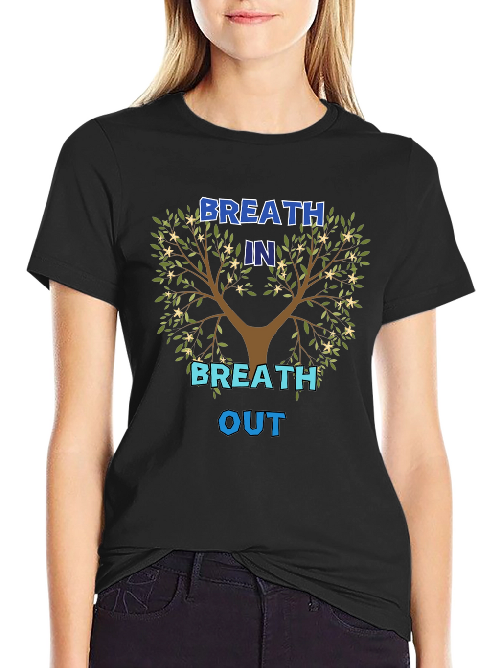 Breath In Breath Out Tree Graphic T-Shirt
