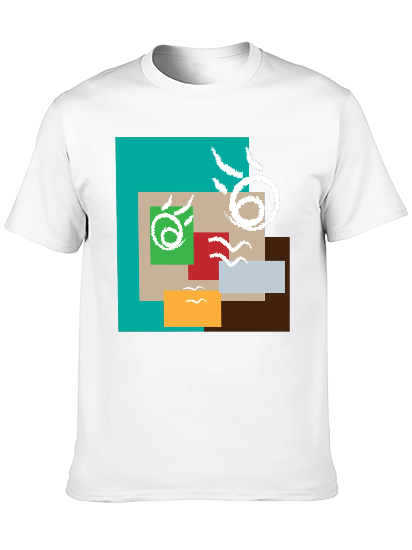 Abstract Squares Graphic Print Black Tee