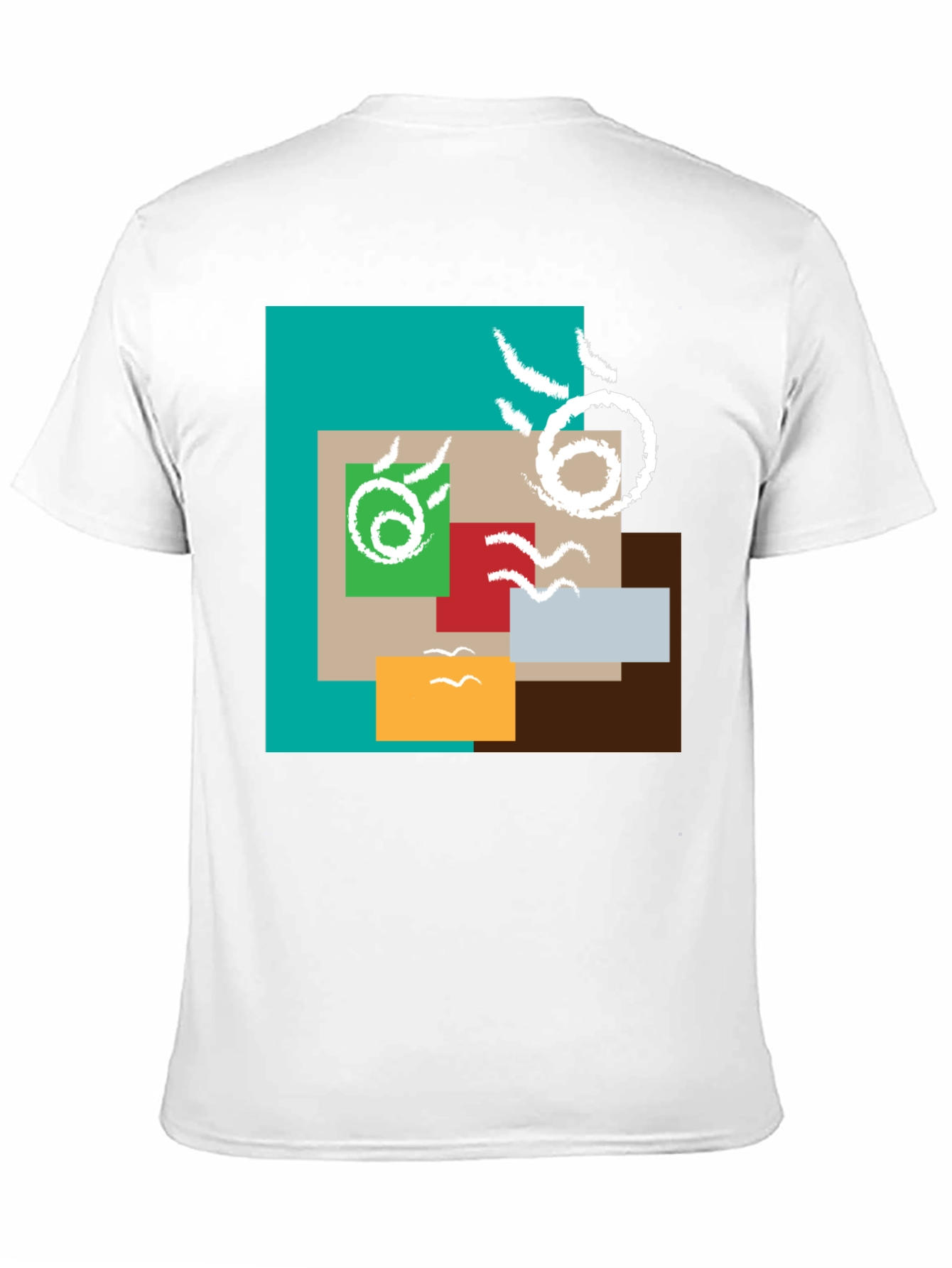 Abstract Squares Graphic Print Black Tee