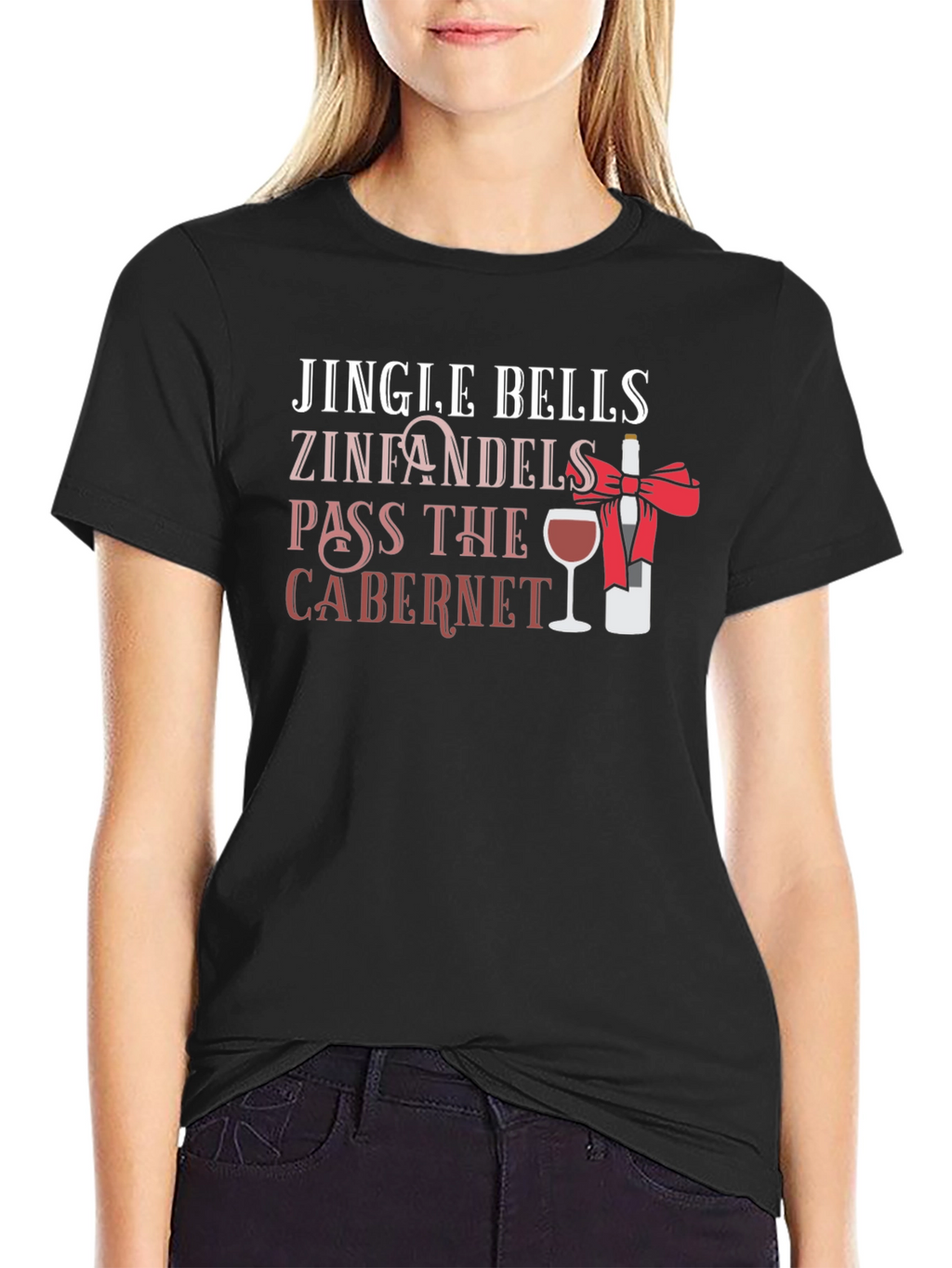 Jingle Bells Wine Christmas Graphic Tee