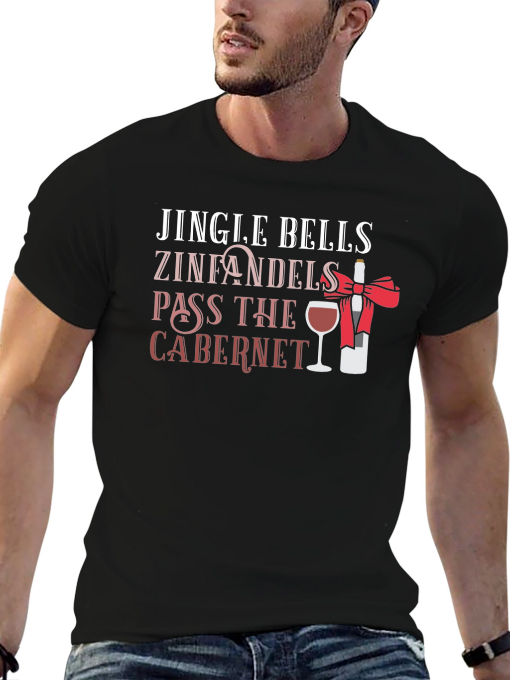 Jingle Bells Wine Christmas Graphic Tee